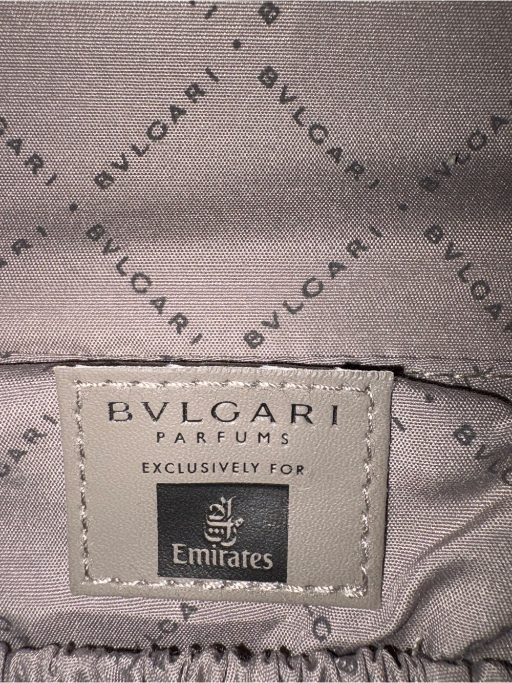 Bvlgari Parfums x Emirates Travel Cosmetic Bag Gray Double Zip Organizer